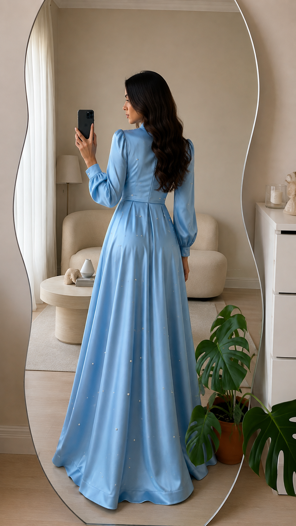 Luxury Pearl Embellished Satin Set